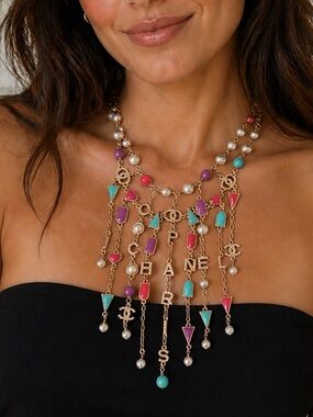 Chanel Multicolor Pearl & Charm Statement Necklace